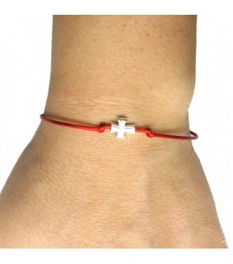 B000219R Sterling silver bracelet genuine hallmarked solid 925 Cross with red string