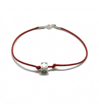 B000221R Sterling silver bracelet genuine hallmarked solid 925  Dice with red string