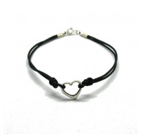 B000224 Sterling silver bracelet genuine hallmarked solid 925 Heart with leather