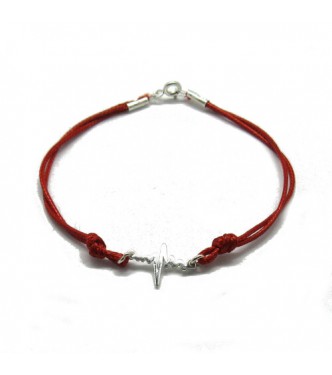 B000225R Sterling silver bracelet genuine hallmarked solid 925  Cardiogram with red string