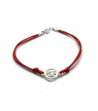 B000228R Sterling silver bracelet genuine hallmarked solid 925 Peace with red string