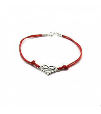 B000229R Sterling silver bracelet genuine hallmarked solid 925 Heart and infinity with red string