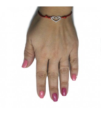 B000229R Sterling silver bracelet genuine hallmarked solid 925 Heart and infinity with red string