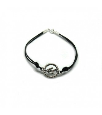 B000230 Sterling silver bracelet genuine hallmarked solid 925 Zodiac sign Aquarius with leather