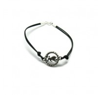 B000234 Sterling silver bracelet genuine hallmarked solid 925 Zodiac sign Leo with leather