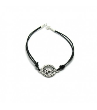 B000235 Sterling silver bracelet genuine hallmarked solid 925 Zodiac sign Taurus with leather