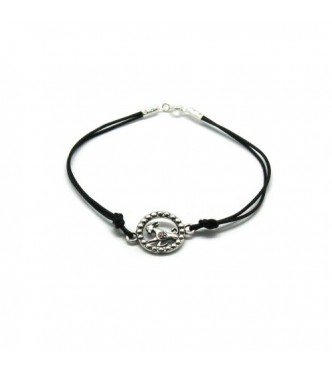 B000237 Sterling silver bracelet genuine hallmarked solid 925 Zodiac sign Capricorn with leather