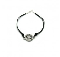 B000239 Sterling silver bracelet genuine hallmarked solid 925 Zodiac sign Pisces with leather