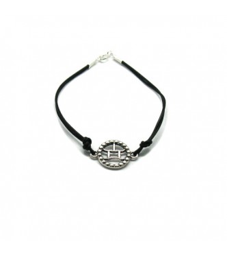 B000241 Sterling silver bracelet genuine hallmarked solid 925 Zodiac sign Libra with leather