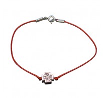 B000255R Sterling Silver Bracelet Genuine Hallmarked Solid 925 Cross With Red String
