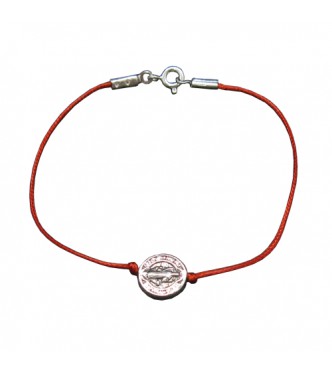 B000256R Sterling Silver Bracelet Genuine Hallmarked Solid 925 Saint Benedict With Red String