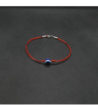 B000258 Sterling Silver Bracelet Solid 925 Blue Eye With Red String Empress