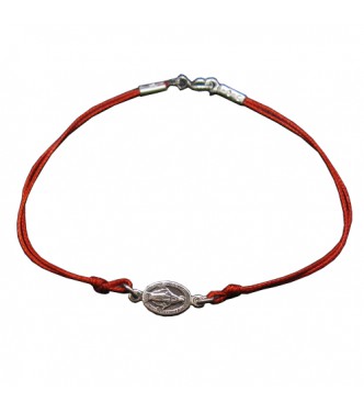 B000260R Sterling Silver Bracelet Genuine Hallmarked Solid 925 Mother Of God With Red String