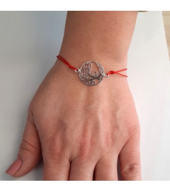 B000262R Sterling Silver Bracelet Solid 925 Tree of Life With Red String EMPRESS