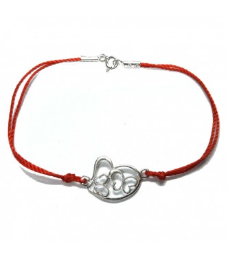 B000267R Sterling Silver Bracelet Solid 925 Heart Butterflies With Red String