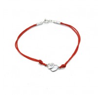 B000268R Sterling Silver Bracelet Solid 925 Hearts With Red String Solid Hallmarked 925