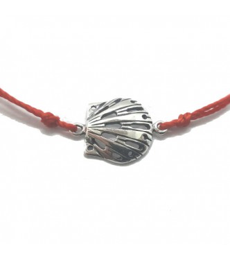 B000270R Sterling Silver Bracelet Solid 925 Shell With Red String Solid Hallmarked 925