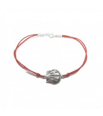 B000270R Sterling Silver Bracelet Solid 925 Shell With Red String Solid Hallmarked 925