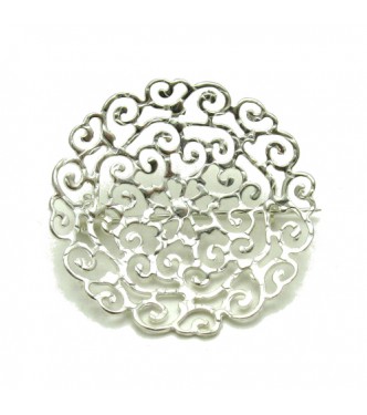 A000018  Stylish Sterling Silver Brooch Solid Stamped 925