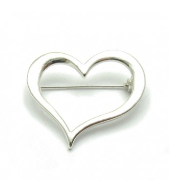 A000047 Sterling Silver Brooch Solid Stamped 925 Heart