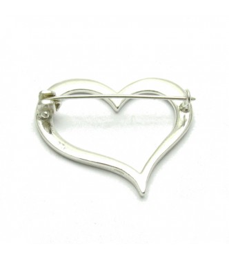 A000047 Sterling Silver Brooch Solid Stamped 925 Heart