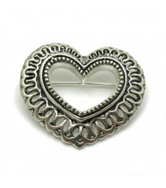 A000048 Sterling Silver Brooch Solid Stamped 925 Heart
