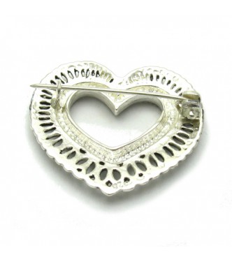 A000048 Sterling Silver Brooch Solid Stamped 925 Heart