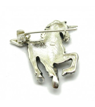 A000051 Sterling Silver Brooch Solid Stamped 925 Unicorn 