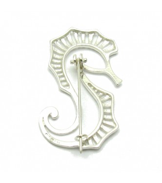 A000052 Sterling Silver Brooch Solid Stamped 925 Sea Horse 