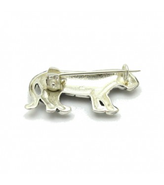 A000059  Sterling Silver Brooch Solid Stamped 925 Tiger