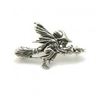 A000060 Sterling Silver Brooch Solid Stamped 925 Witch