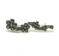 A000063 Sterling Silver Brooch Solid Stamped 925 Flowers