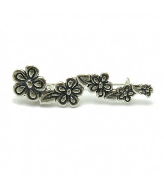 A000063 Sterling Silver Brooch Solid Stamped 925 Flowers