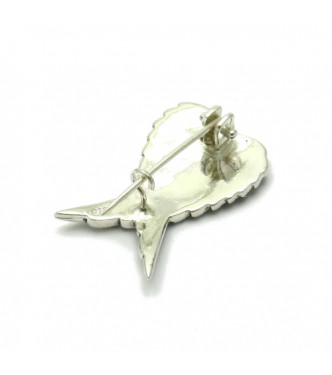 A000065 Sterling Silver Brooch Solid Stamped 925 Angel wings 