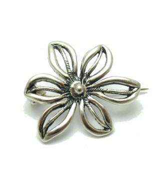 A000067 Sterling Silver Brooch Solid Stamped 925 Flower