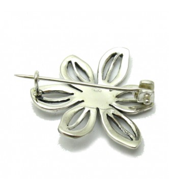 A000067 Sterling Silver Brooch Solid Stamped 925 Flower