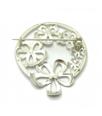 A000070 Sterling Silver Brooch Solid Stamped 925 Flower