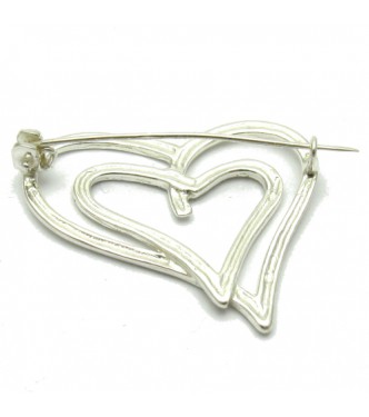 A000075 Sterling Silver Brooch Solid Stamped 925 Heart