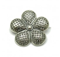 A000077 Sterling Silver Brooch Solid Stamped 925 Flower