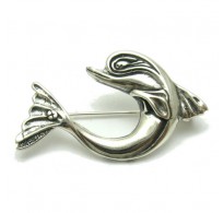 A000083 Sterling silver brooch solid 925 Dolphin Handmade Empress