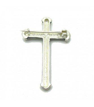 A000084 Stylish Sterling Silver Brooch Solid 925 Cross