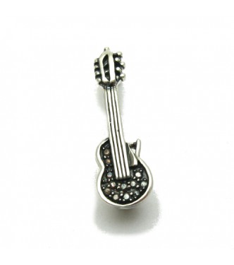 A000113 STERLING SILVER BROOCH SOLID 925 GUITAR  EMPRESS