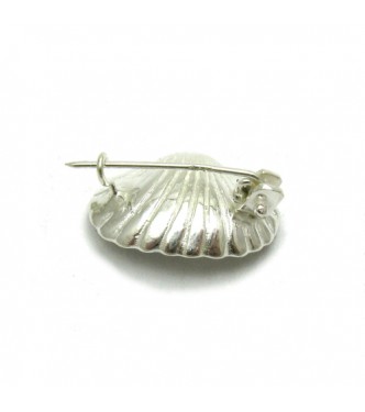 A000136 Sterling silver brooch solid 925 Shell with 6mm pearls  Empress