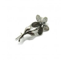 A000150 Sterling silver brooch solid 925 Flower  Empress