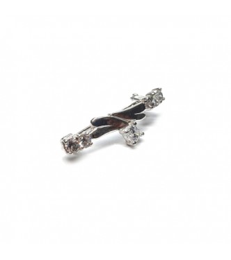 A000165 Handmade Sterling Silver Brooch With Cubic Zirconia Genuine Solid Hallmarked 925