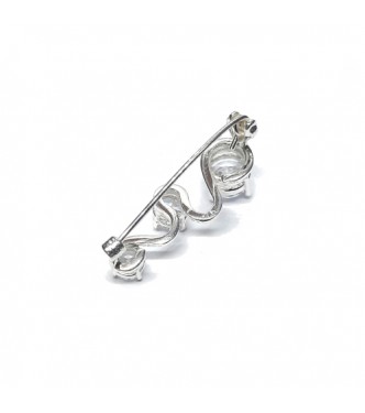 A000170 Handmade Sterling Silver Brooch With Cubic Zirconia Genuine Solid Hallmarked 925