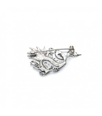 A000171 Handmade Sterling Silver Brooch Dragon Genuine Solid Hallmarked 925 Empress
