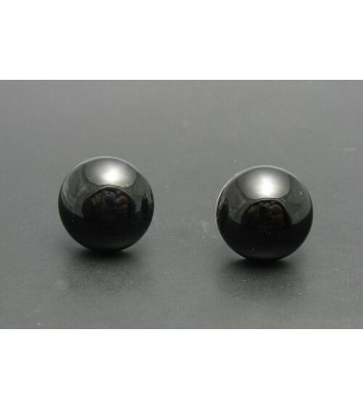 E000146 Sterling Silver Earrings Natural Black Onyx 12mm 925