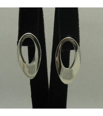 E000199 Sterling Silver Earrings Solid 925 Ellipse