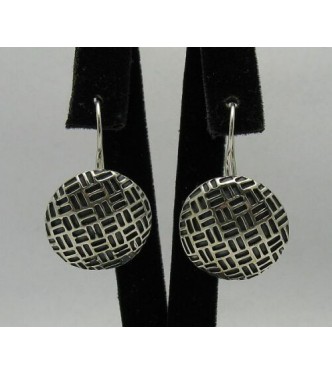 E000239 Sterling Silver Earrings Solid Circle Handmade 925
